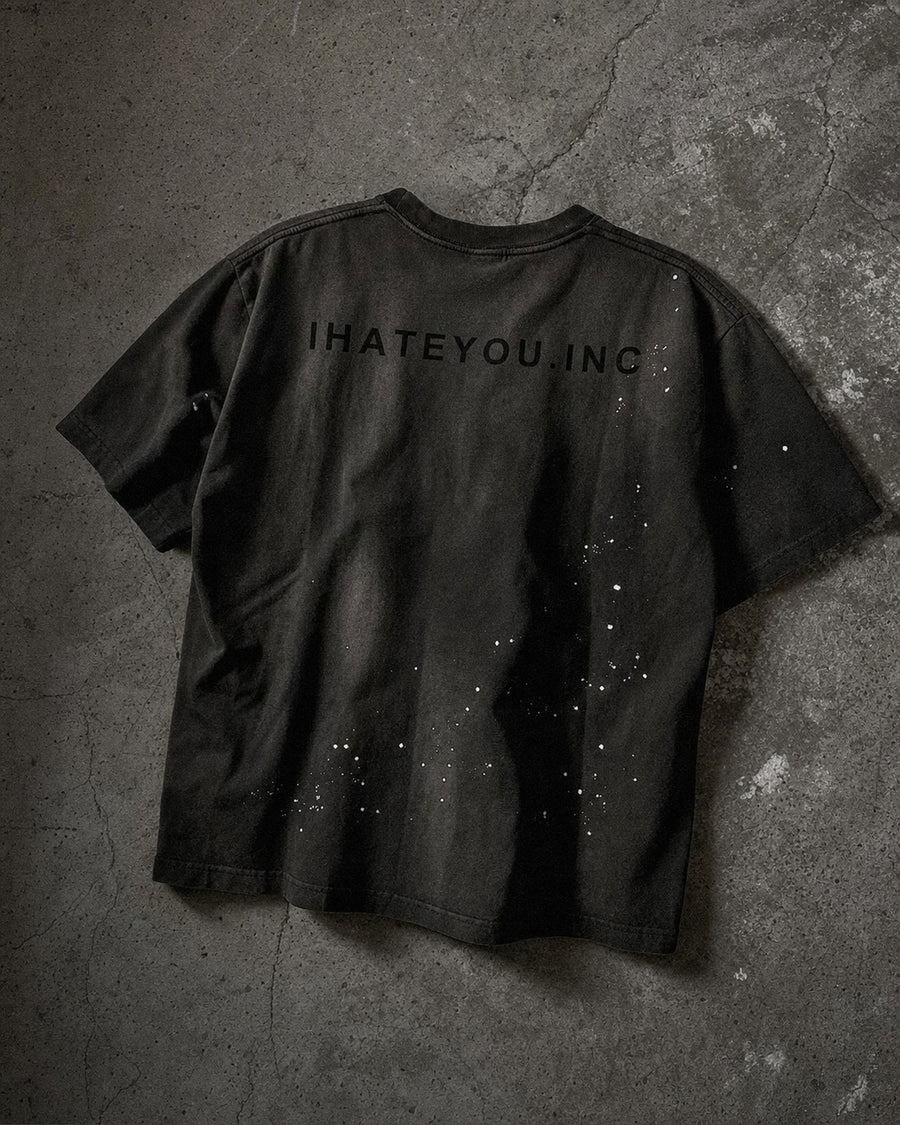 IHATEYOU.inc Hand-Splattered Sunfaded Cotton Tee — flat lay
