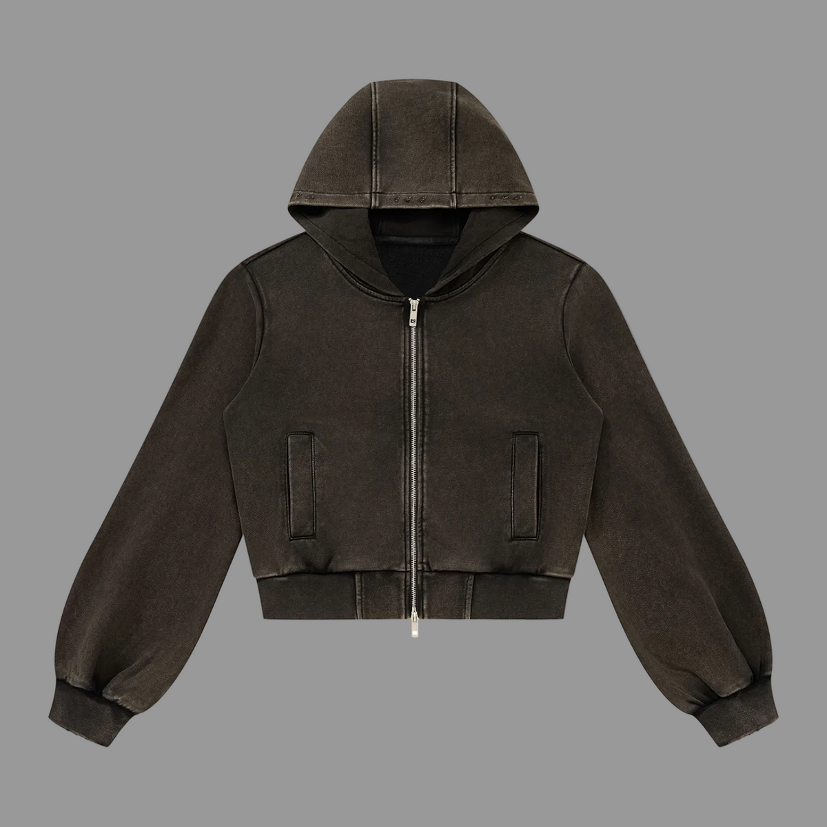 Women's Cropped Zip Hoodie — Vintage Wash 400gsm