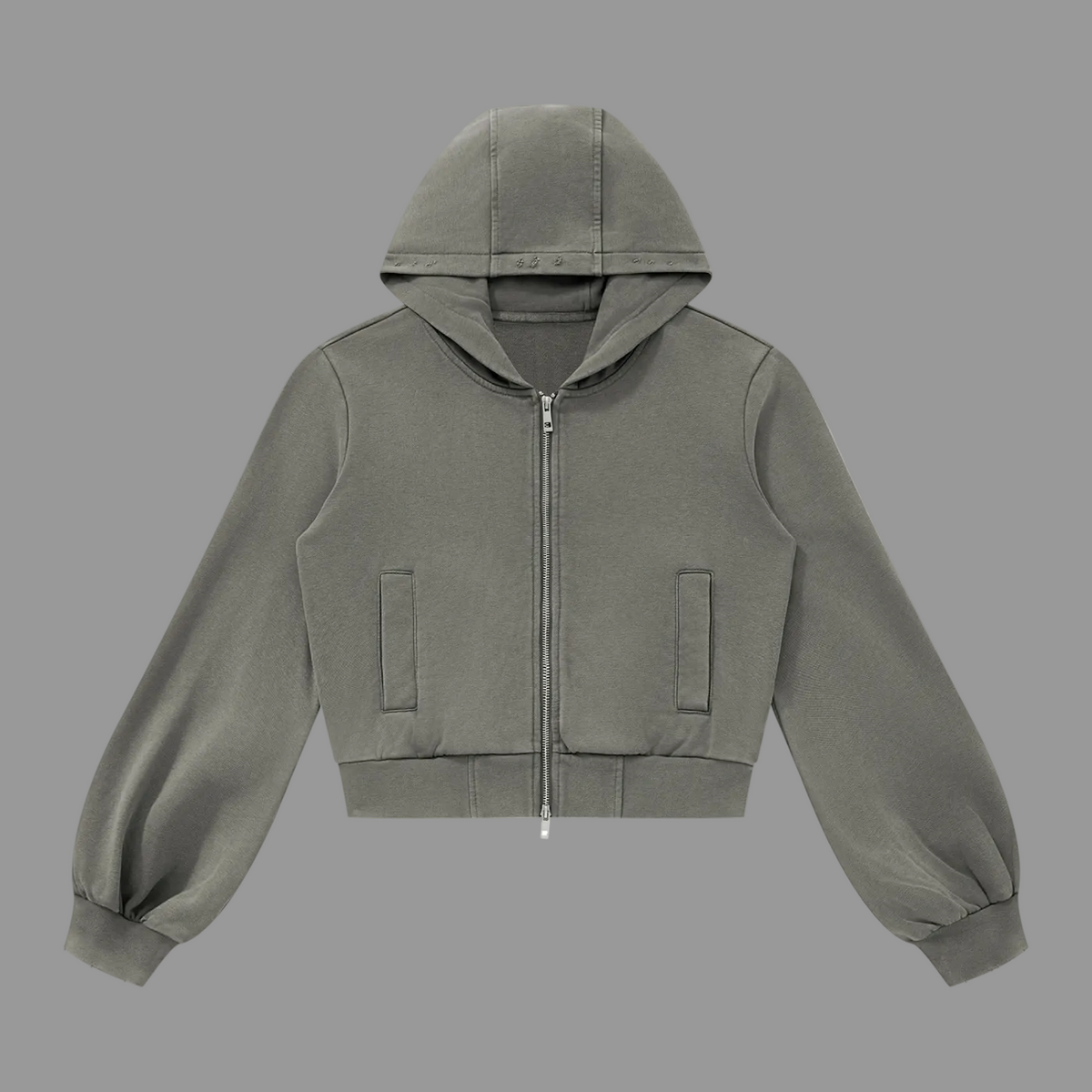 Women's Cropped Zip Hoodie — Vintage Wash 400gsm