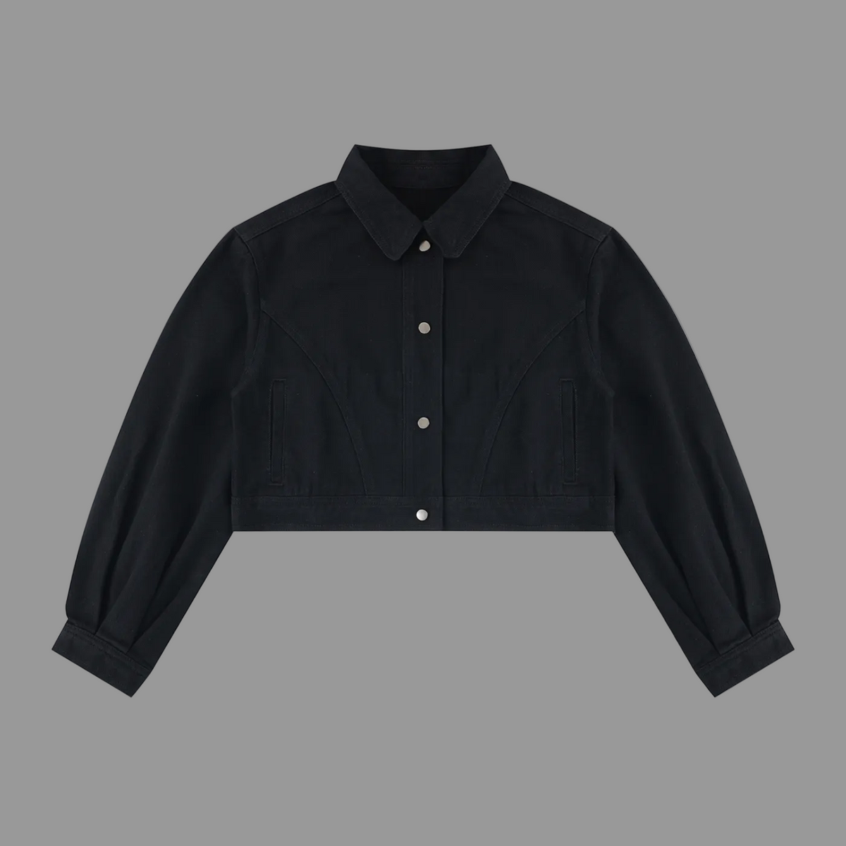 Women's Cropped Denim Jacket — Black 420gsm