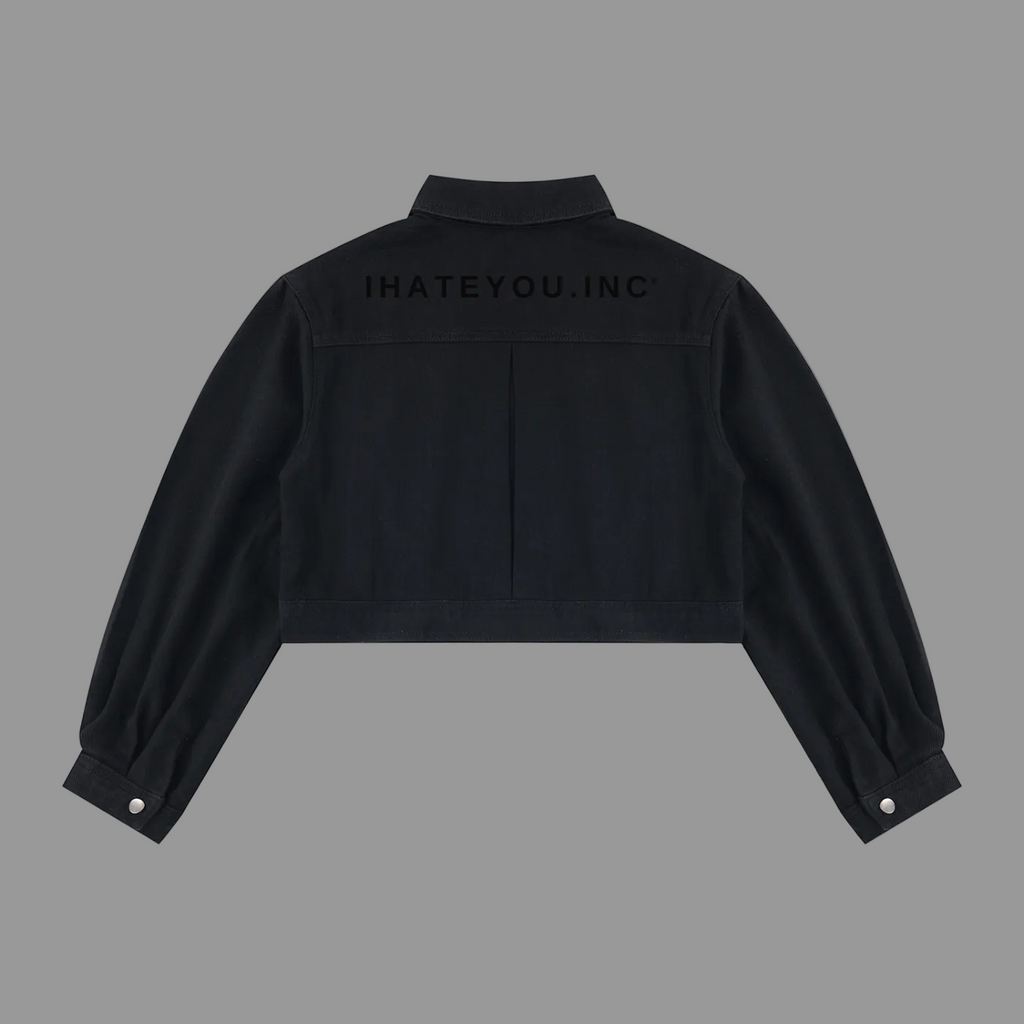 Women's Cropped Denim Jacket — Black 420gsm