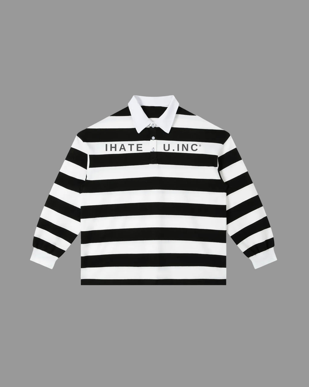 IHATEYOU.inc Color-Block Stripe Polo — White & Black — Archive 02 preview 1