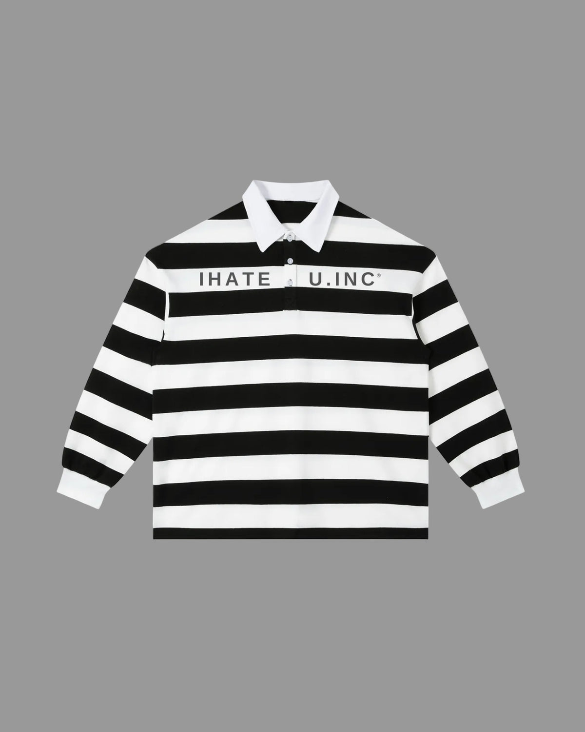 IHATEYOU.inc Color-Block Stripe Polo — White & Black — Archive 02 preview 1