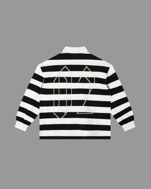 IHATEYOU.inc Color-Block Stripe Polo — White & Black — Archive 02 preview 2