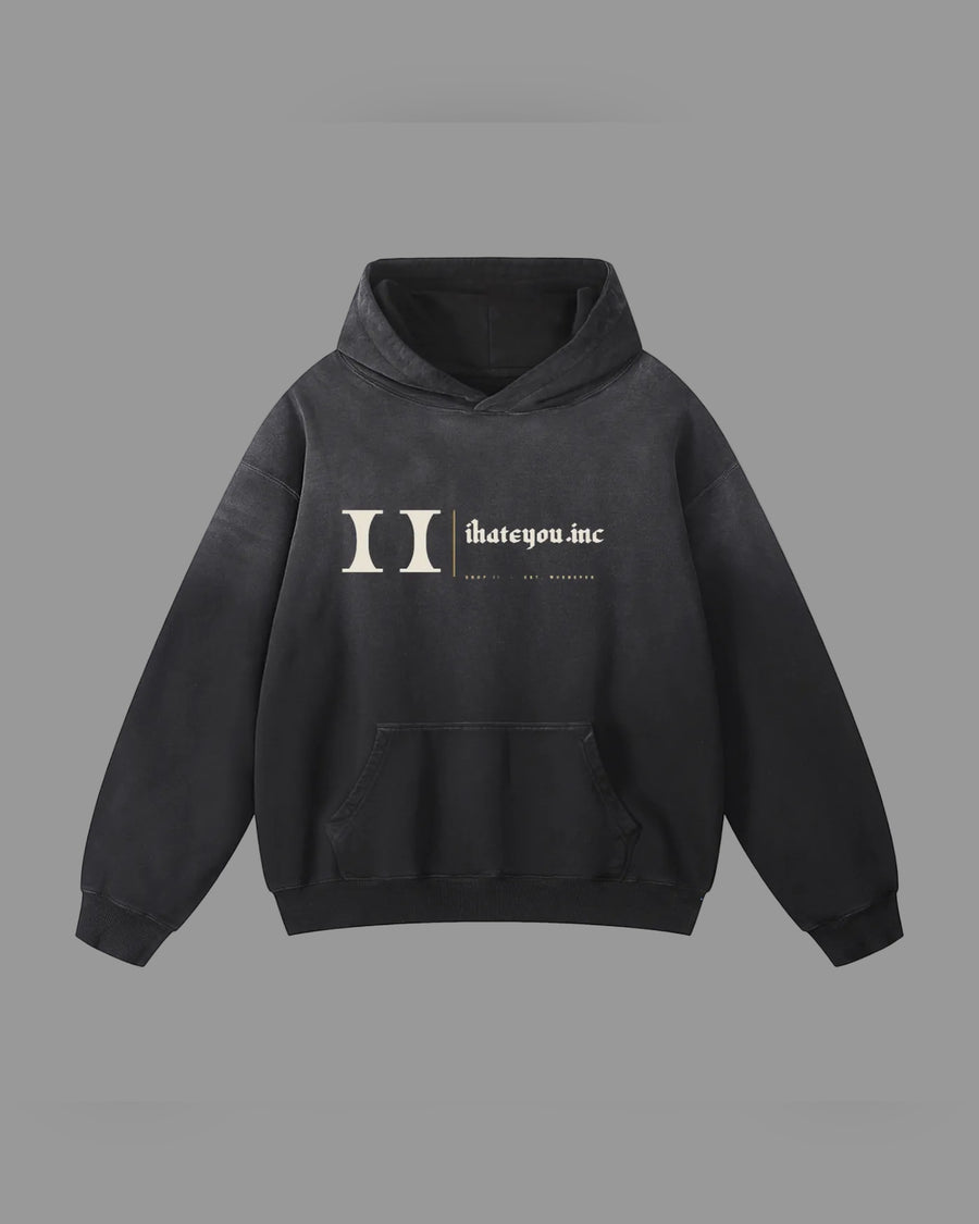IHATEYOU.inc Sunfaded Oversized Hoodie — Black 400gsm — Archive 02 preview 1
