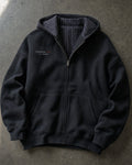 IHATEYOU.inc Black Plaid-Lined Zip Hoodie — flat lay