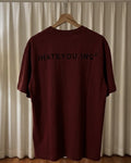 IHATEYOU.inc Wine Red Heavyweight Cotton Tee — 260gsm — flat lay