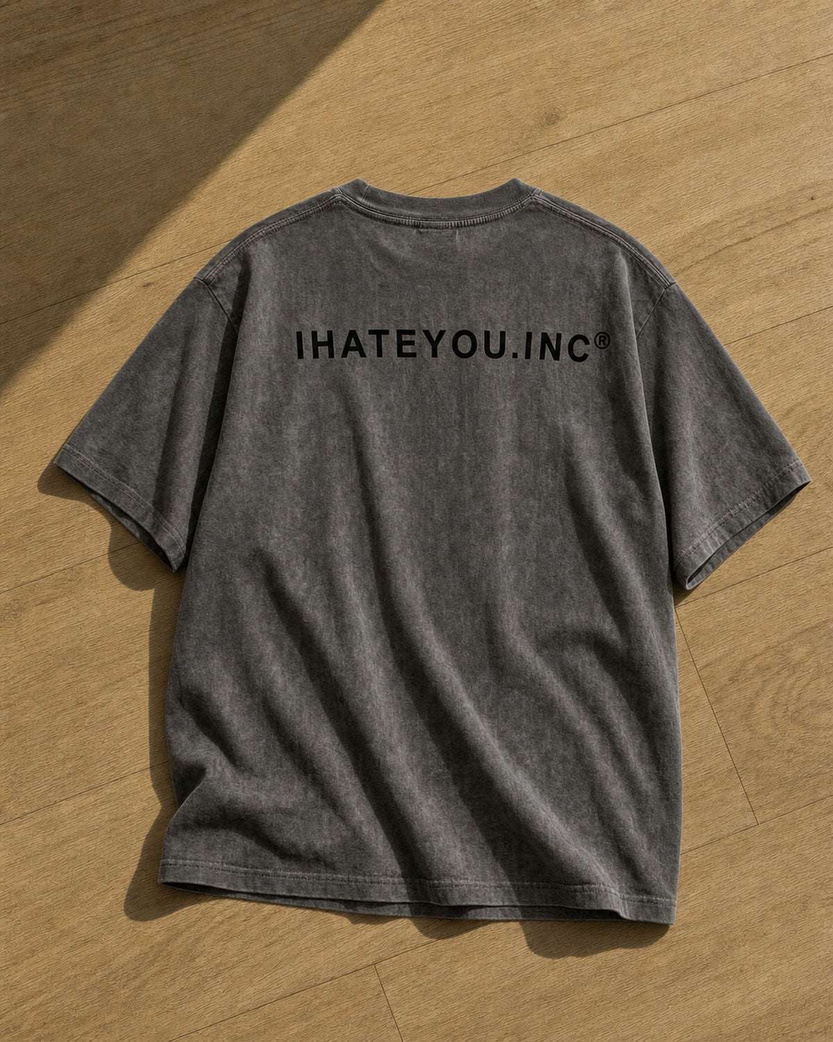 Reverse-Dyed Cotton Tee — Dark Gray — flat lay