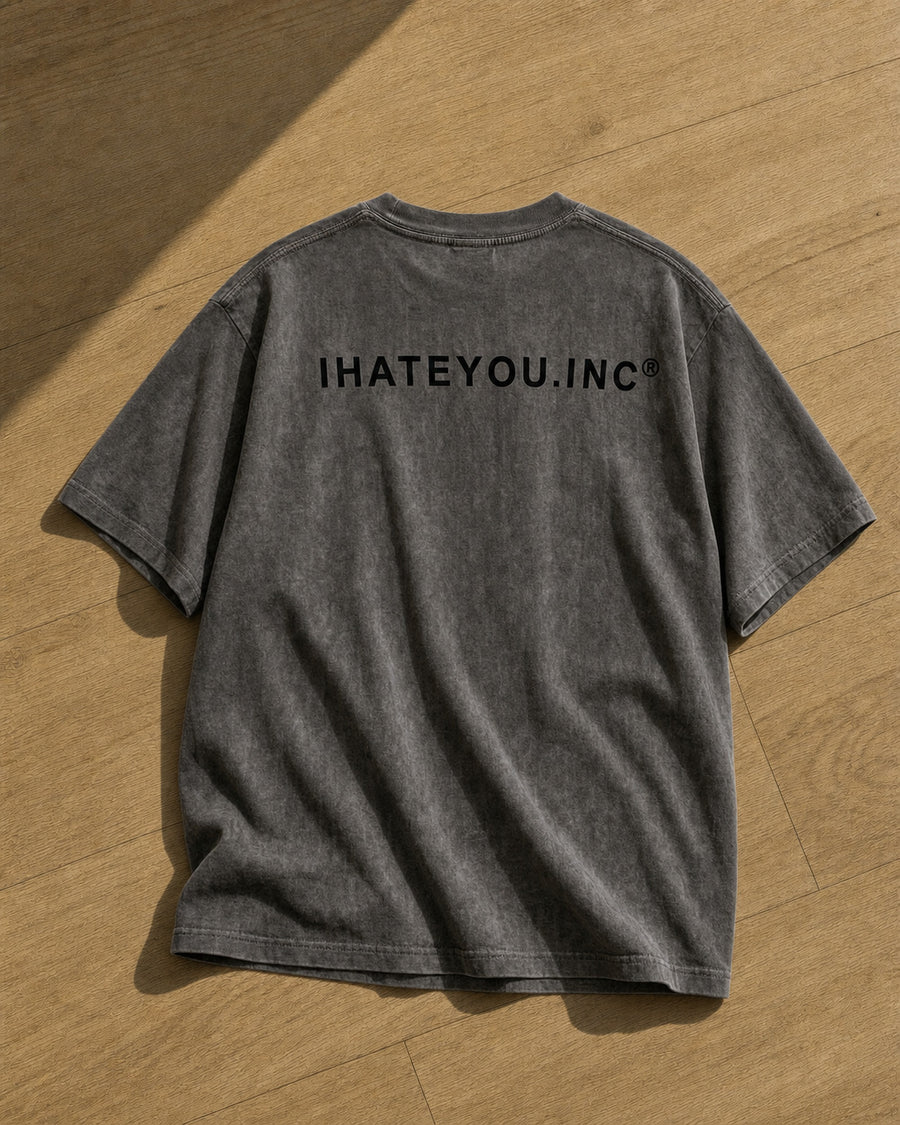 Reverse-Dyed Cotton Tee — Dark Gray — flat lay