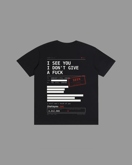 IHATEYOU.inc Classic Black Cotton Tee — 180gsm — Archive 02 preview 2