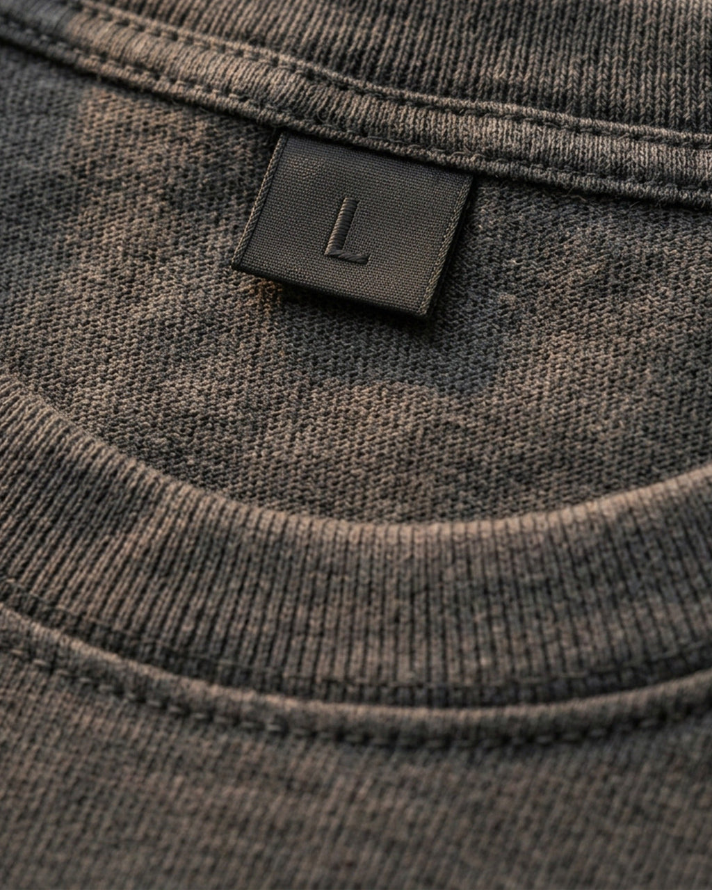 Reverse-Dyed Cotton Tee — Dark Gray — fabric detail