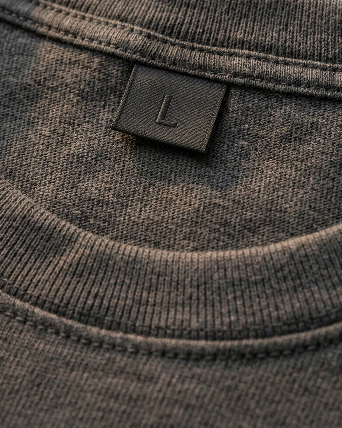 Reverse-Dyed Cotton Tee — Dark Gray — fabric detail
