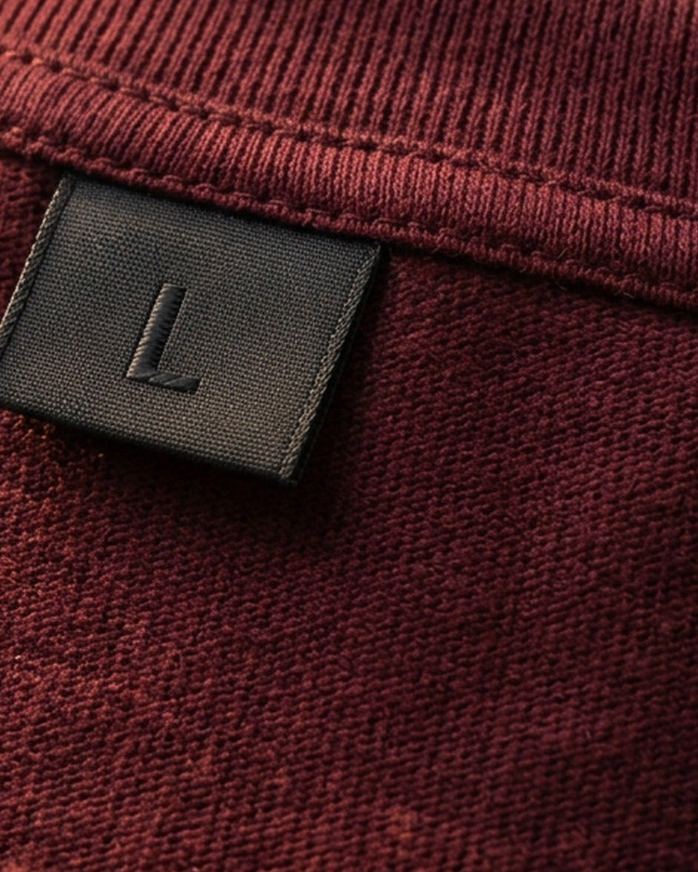 IHATEYOU.inc Wine Red Heavyweight Cotton Tee — 260gsm — size tag