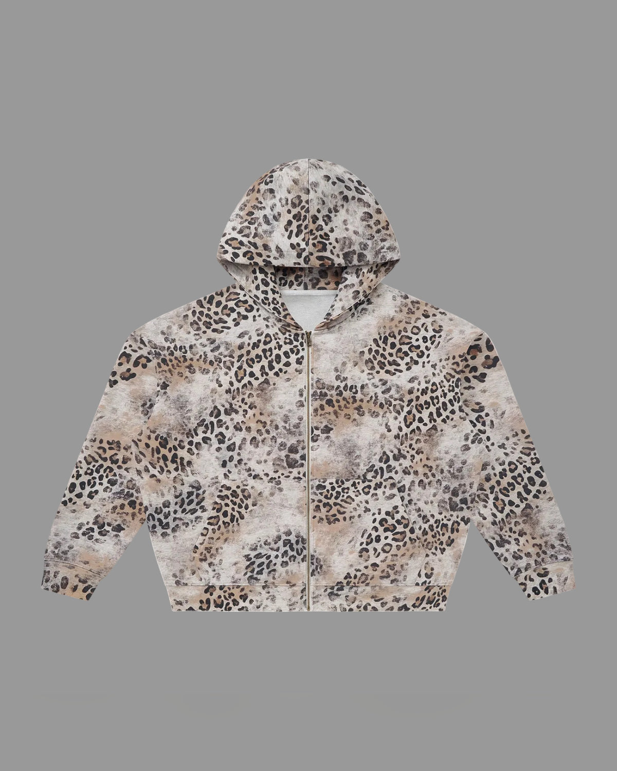 IHATEYOU.inc Leopard Vintage-Wash Zip Hoodie — Grey 360gsm — Archive 02 preview 1