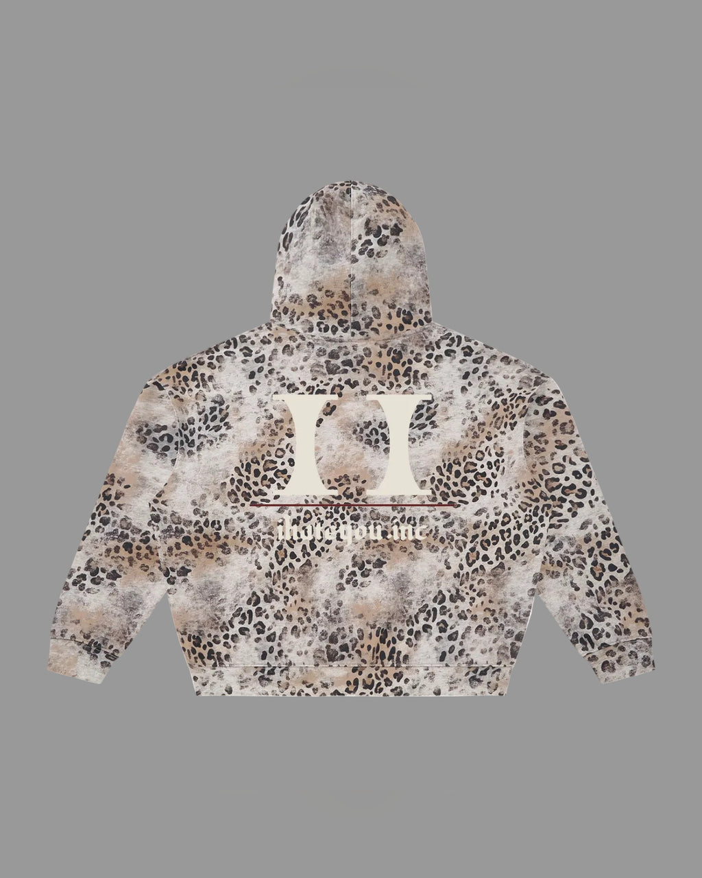 IHATEYOU.inc Leopard Vintage-Wash Zip Hoodie — Grey 360gsm — Archive 02 preview 2