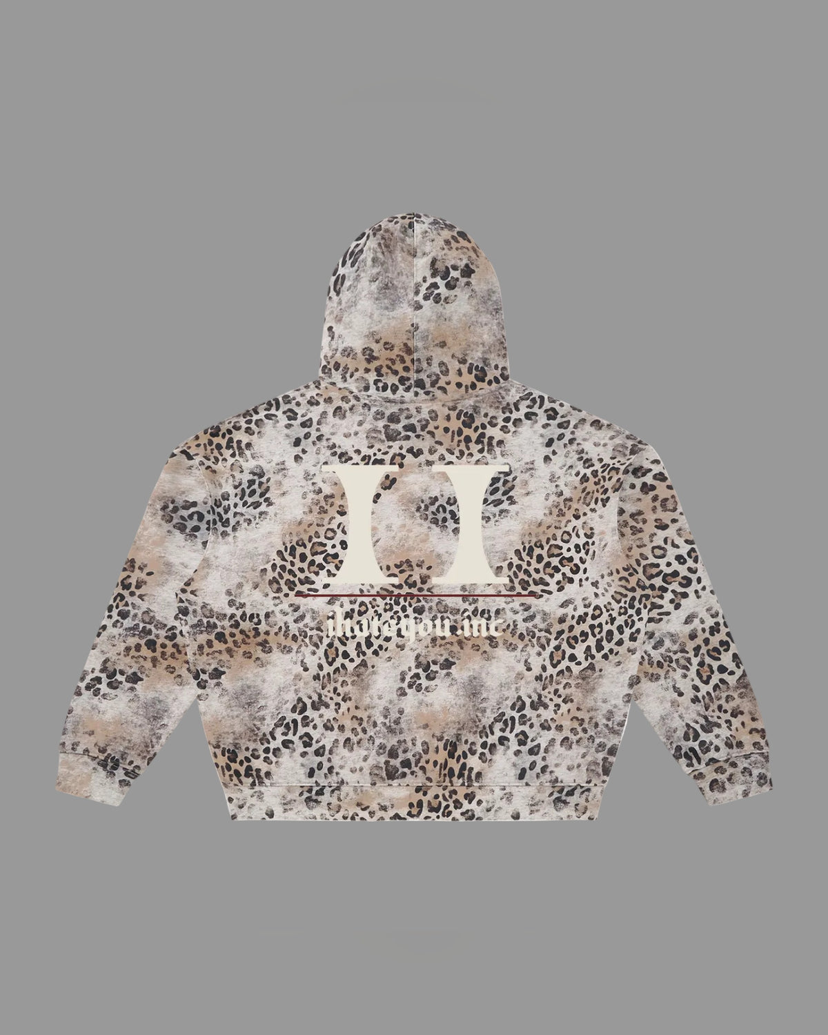 IHATEYOU.inc Leopard Vintage-Wash Zip Hoodie — Grey 360gsm — Archive 02 preview 2